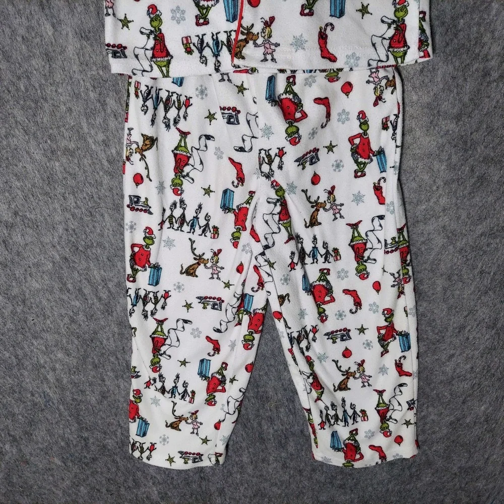 The Grinch Christmas Kids 4T Pajama Set Button Top Pants Dr Seuss Holiday Outfit